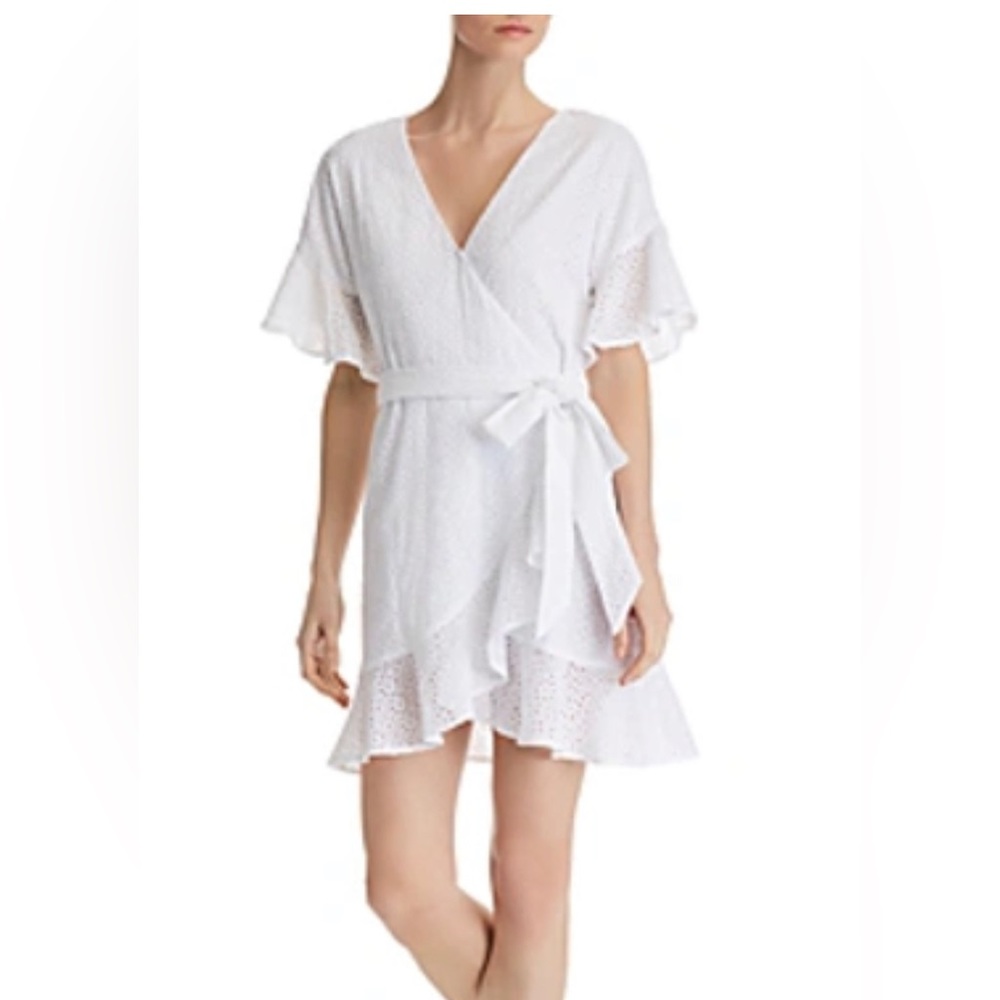 white eyelet wrap dress